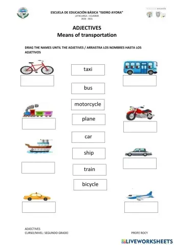 Adjectives-means of transportation