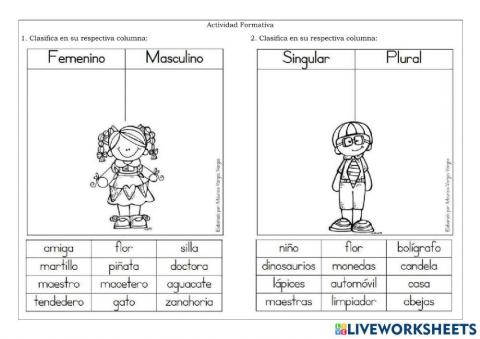 Género y Número de los nombres