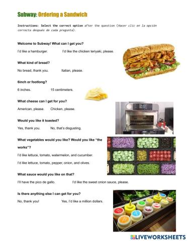 Ordering a Subway Sandwich Food
