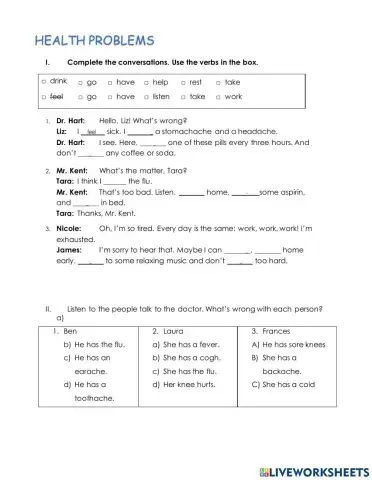 Health problems listening