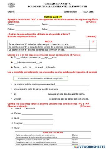 Uso de las letras B y V