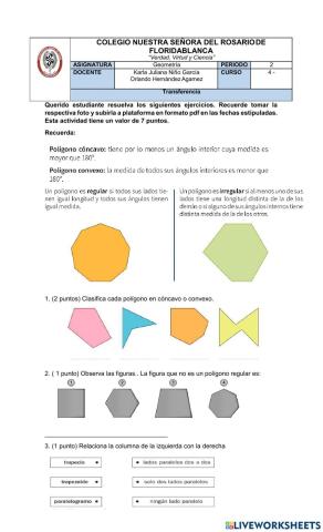 Clasificación de cuadriláteros y paralelogramos