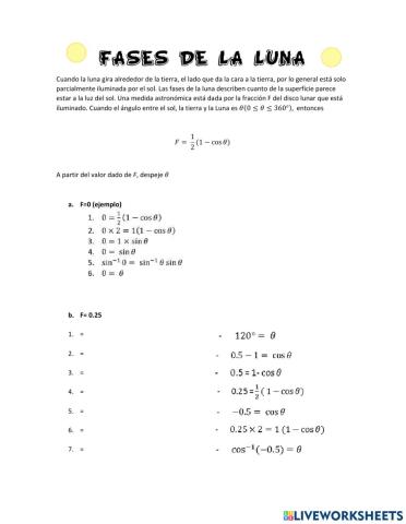 Fases De La LUNA (RAZONES TRIGONOMÉTRICAS)