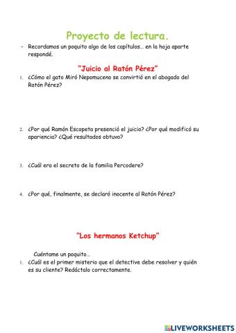 Proyecto de lectura 6to