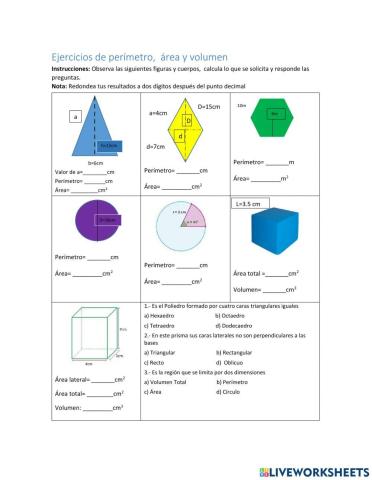 Calculo de perímetro, área y volumen