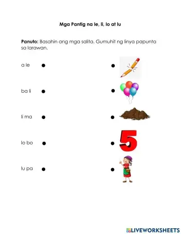 Mga Pantig na le, li, lo at lu