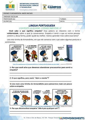 Semana 4 - Língua Portuguesa - EMCAPO - 5º ANO