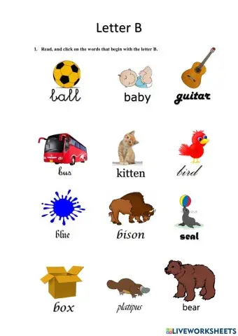 Reading words with beginning B