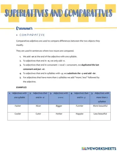 Comparatives and superlatives
