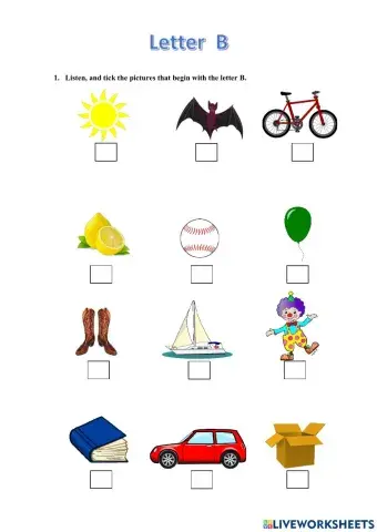 Listening: Words with beginning B