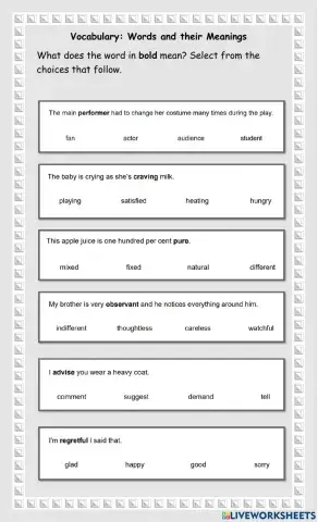 Words and their meanings 5