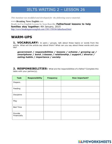 IELTS Writing 2 Lesson 26 A -Fatherhood