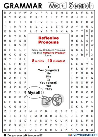 Reflexive pronouns wordsearch