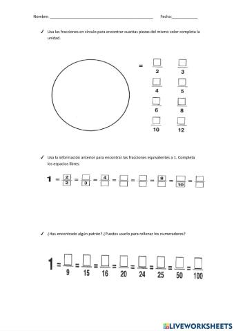 Fracciones equivalentes a la unidad