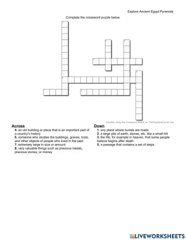Egypt Pyramid Crossword