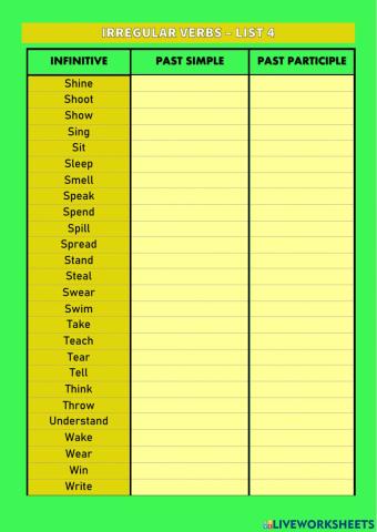 Irregular verbs - list 4