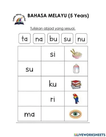 5 tahun: BM Suku Kata