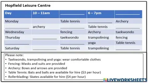 The Leisure Centre (Form 2 Unit 8 - English Pulse 2)