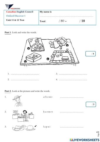 Discover 1-test unit 11&12