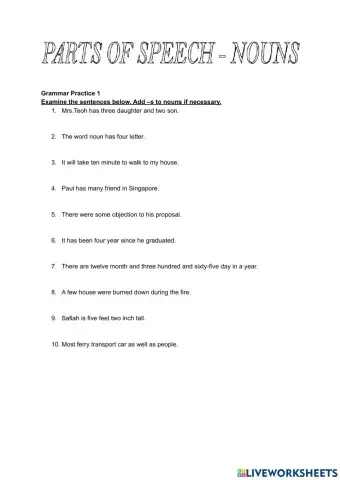 Nouns - Singular and Plural