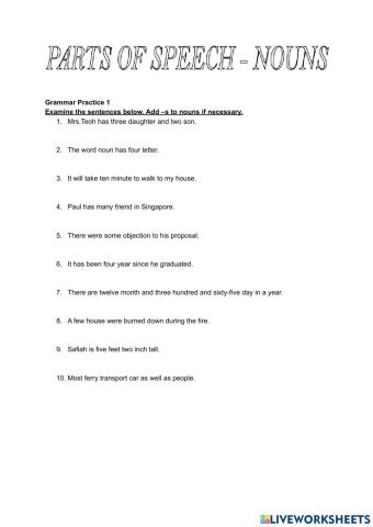 Nouns - Singular and Plural