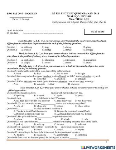 Đề luyện thi Đh 1