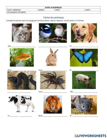 J'aime les animaux