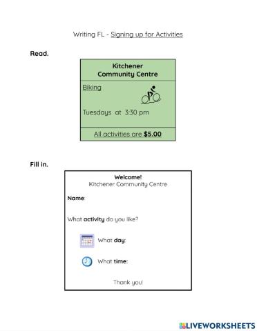 FL Signing Up for Activities