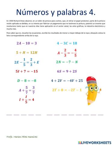 Números y palabras 4