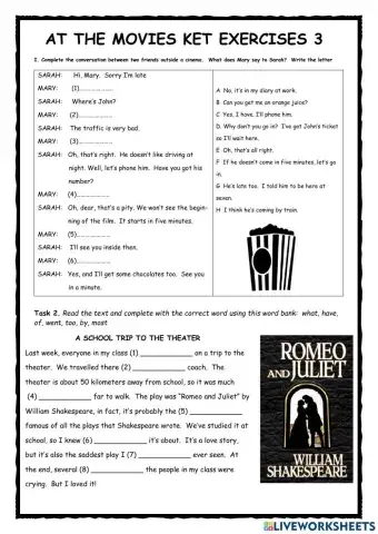 At the Movies KET Exercises 3