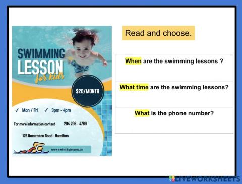 Swimming Class flyer 2