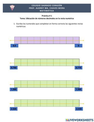 Números decimales en la recta numérica
