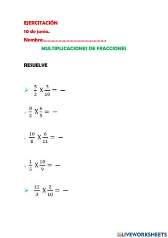 Multiplicacion y division fracciones
