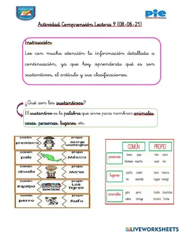 Actividad comprensión lectora 9 2 º A