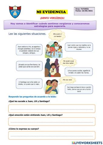 Hoy vamos a identificar cuándo sentimos vergüenza y conoceremos estrategias para superarla.