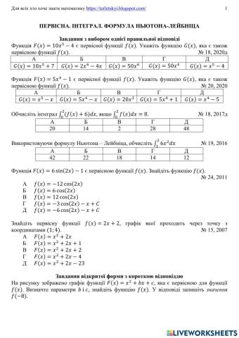 Первісна. Інтеграл