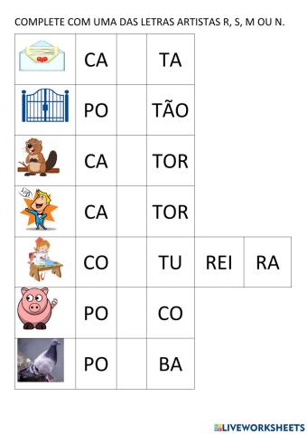 Complete com as letras artistas