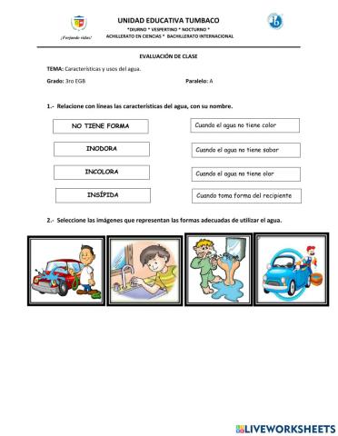 CARACTERISTICAS Y USOS DEL AGUA