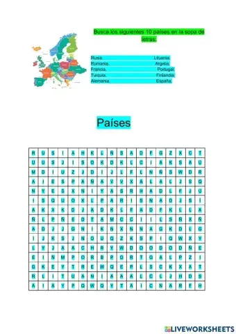 Sopa de letras países