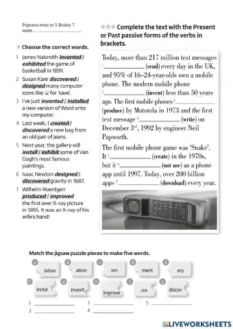 Brainy 7 unit 5 correction test