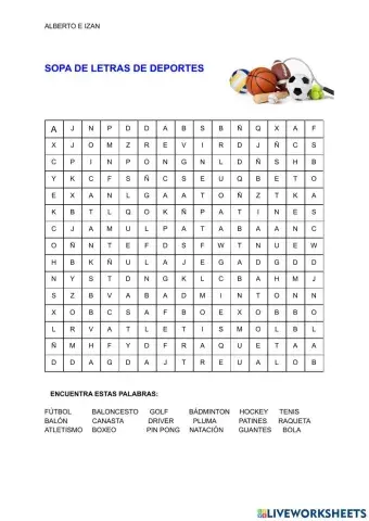 Sopa de letras deportes