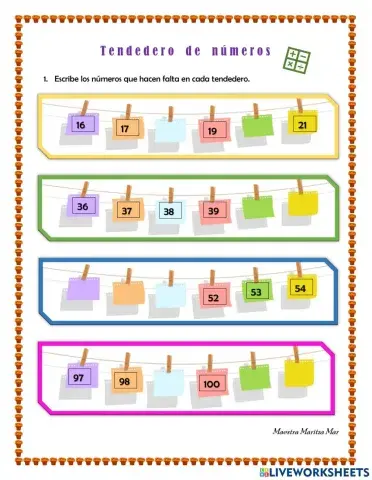 Tendedero números
