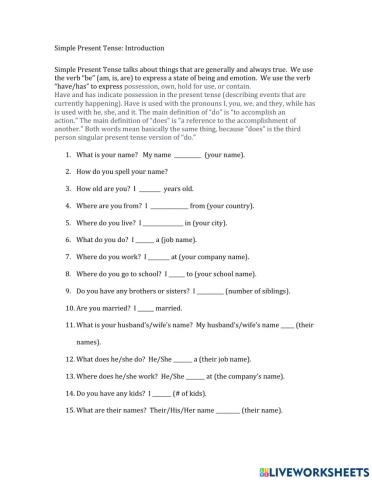 Introduction: Name, Marital Status, Profession