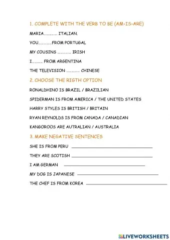 Nationalities and verb to be