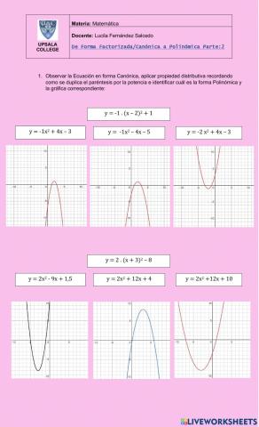 Formas de la parabola