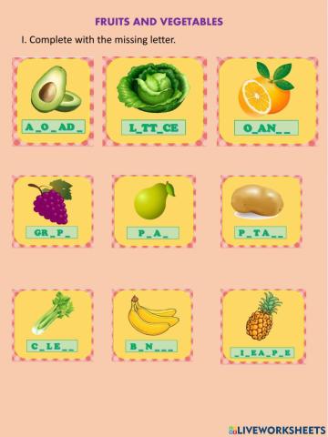 Fruits and vegetables