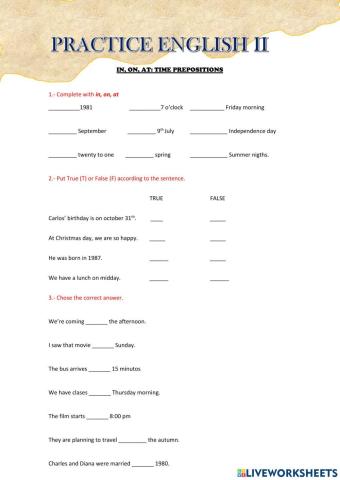 Prepositions of time: IN-ON-AT