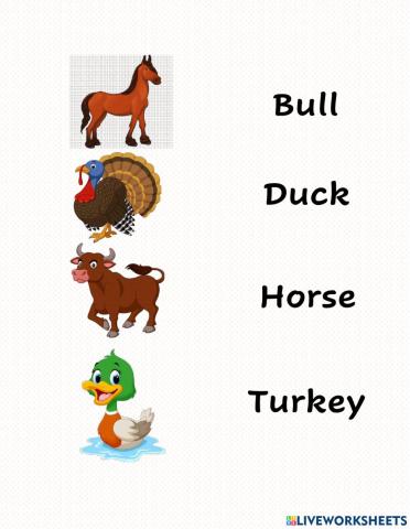 Animales de granja en ingles