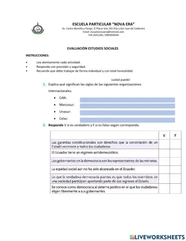 Evaluación EE.SS unidad 6