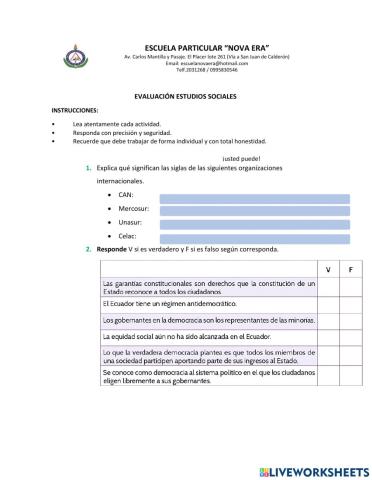 Evaluación EE.SS unidad 6